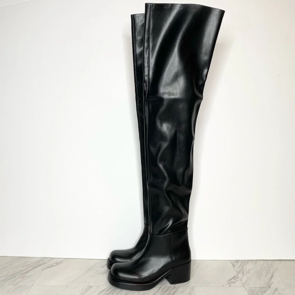 Jeffrey Campbell Reflect Ok Black Thigh High Boot 6 1/2